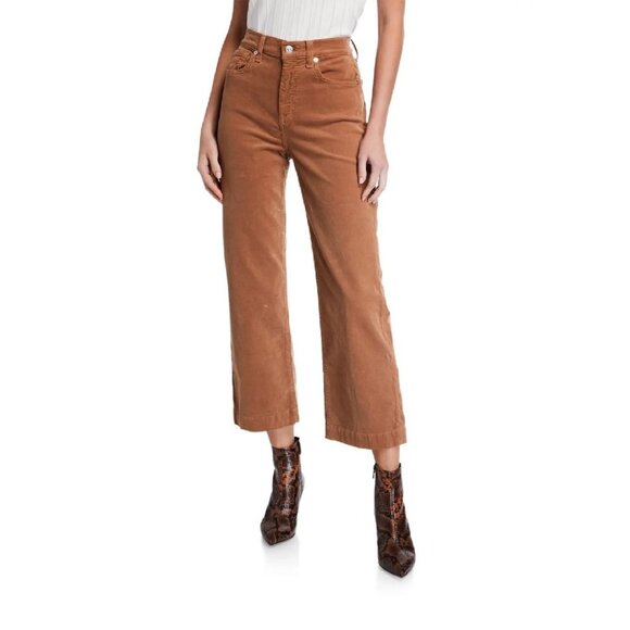 7 For All Mankind Alexa High Waist Crop Wide Leg Corduroy Pants - Picture 1 of 10